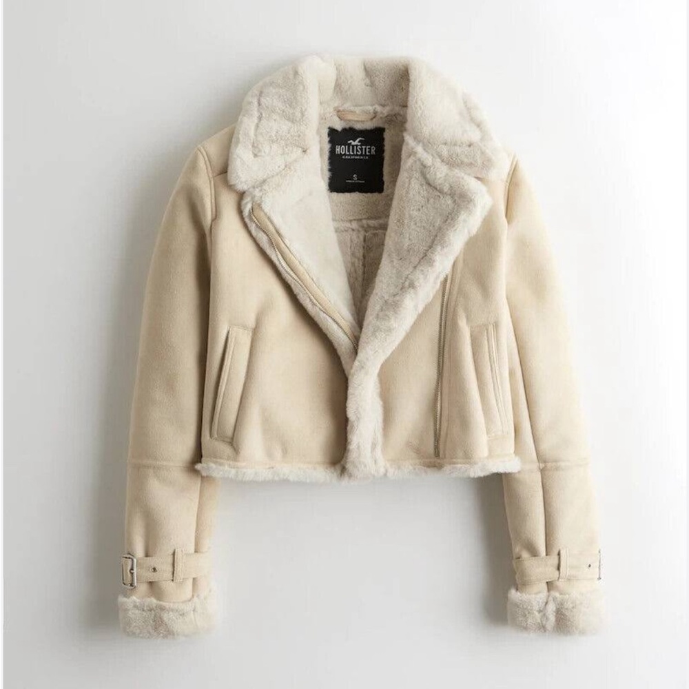 Crop Shearling Biker Jacket
